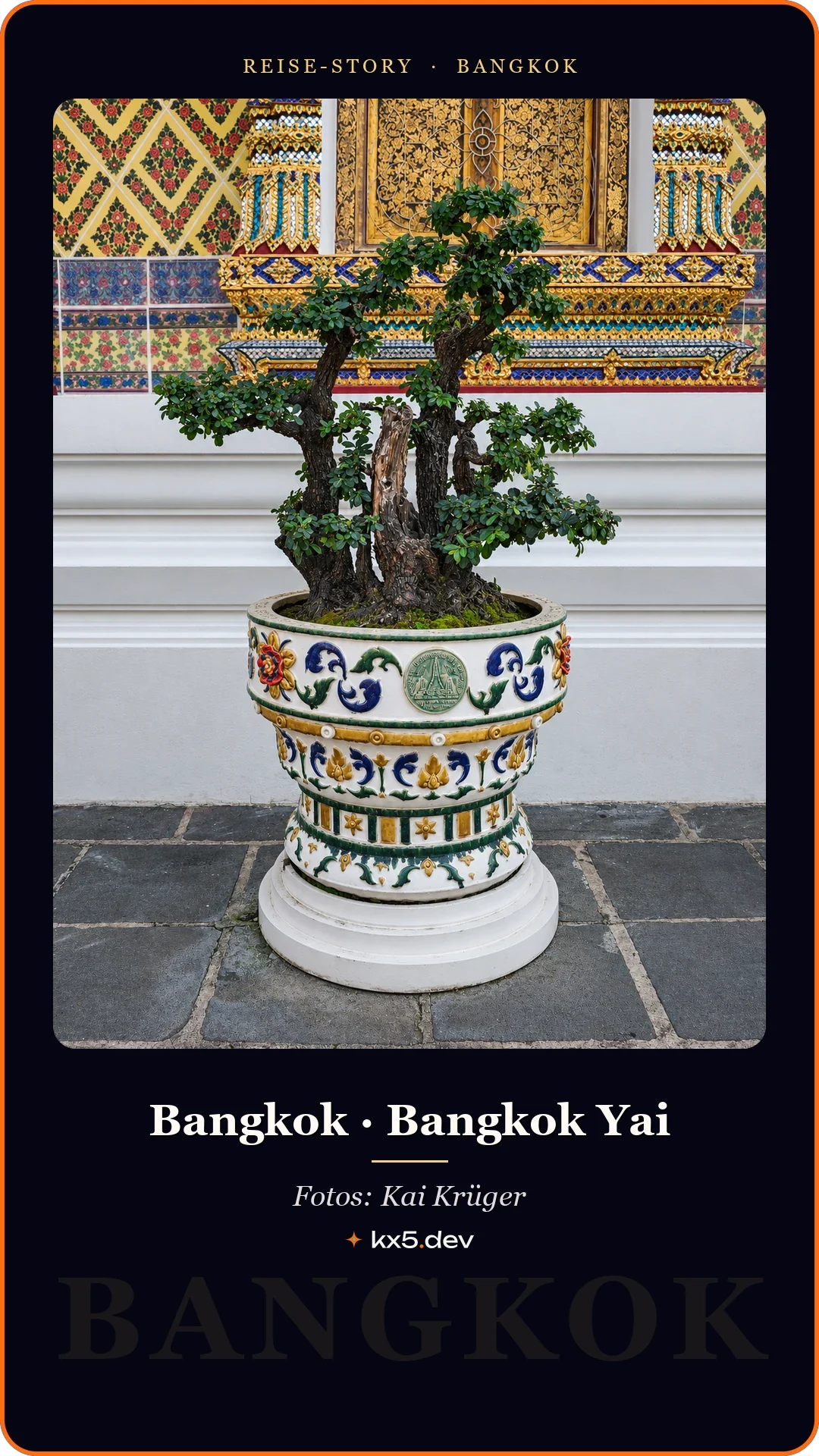 Bonsai vor dem Tempel: Bangkok · Bangkok Yai