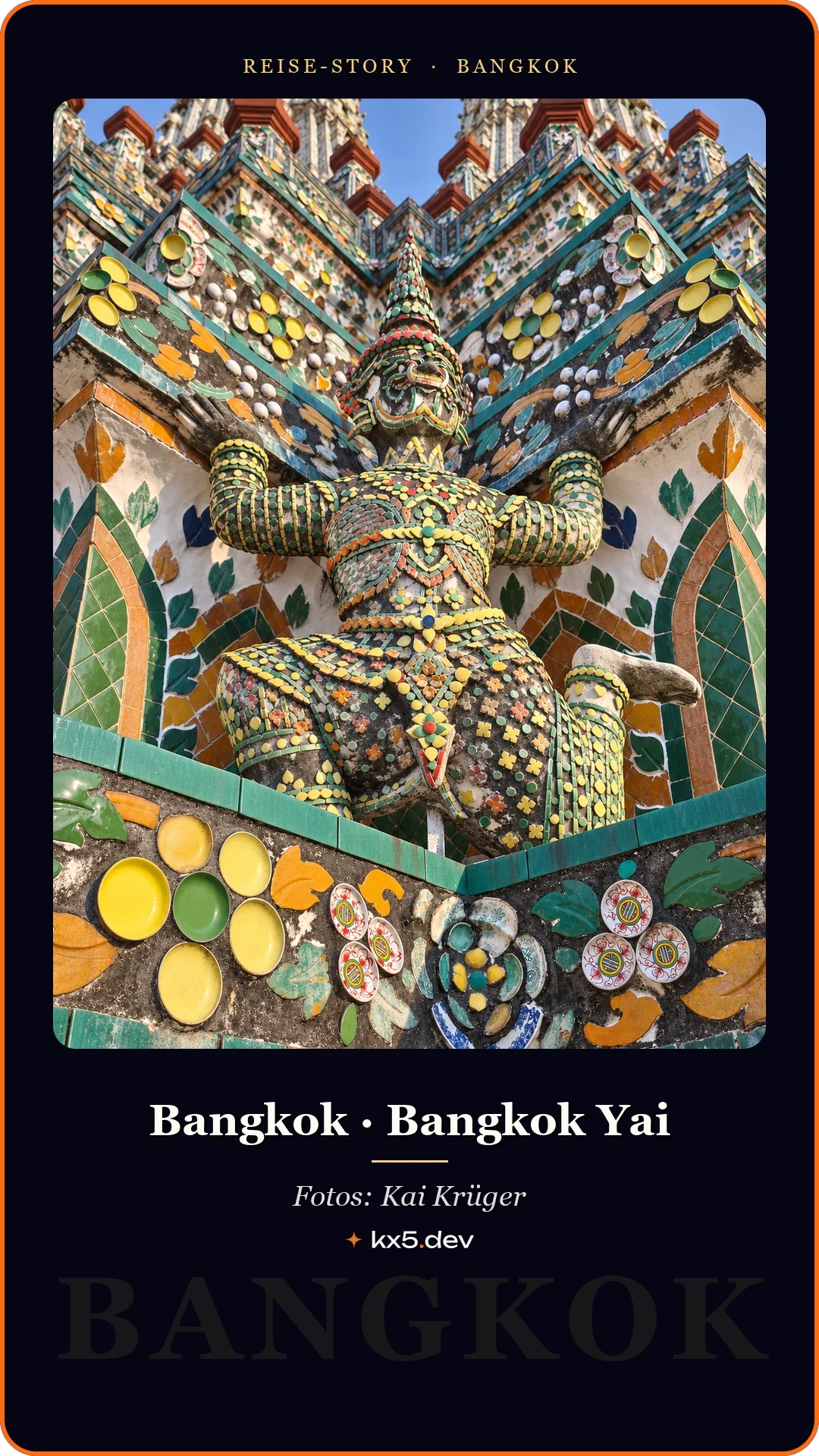 Wächterfigur aus Mosaik: Bangkok · Bangkok Yai
