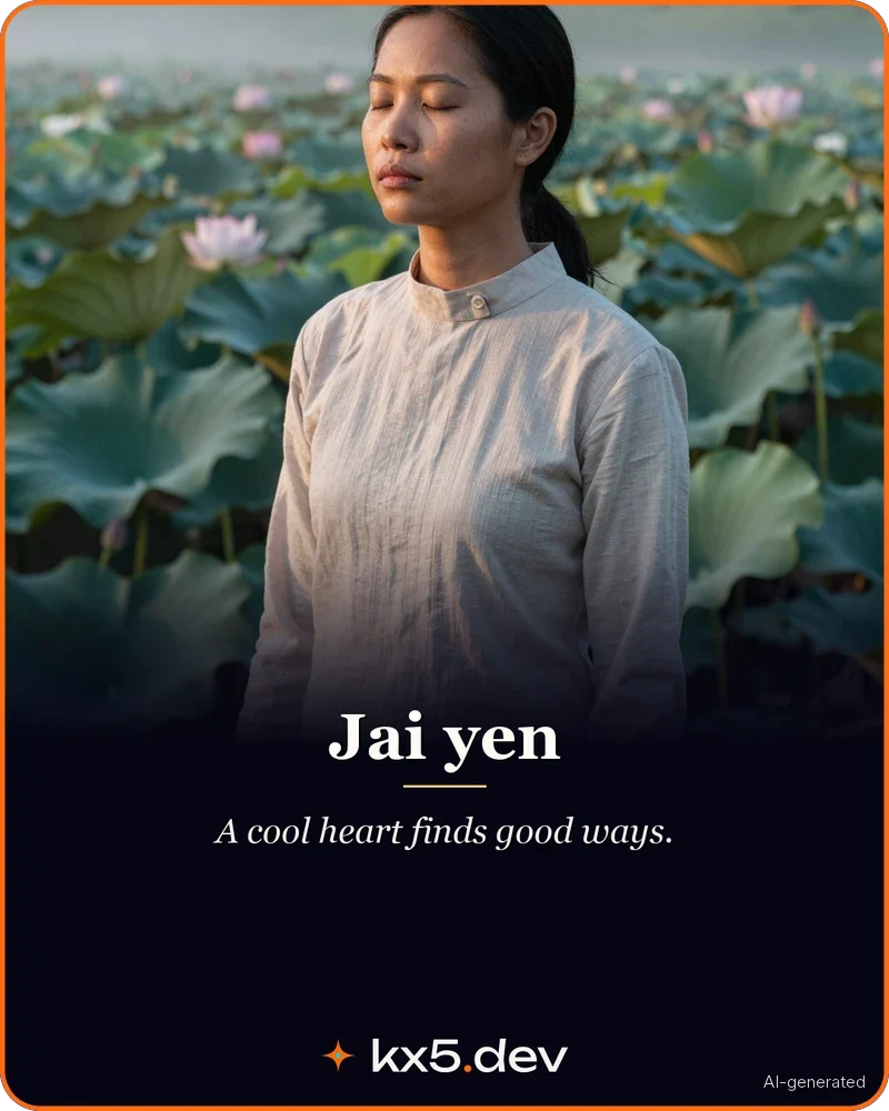 Jai yen: A cool heart finds good ways.