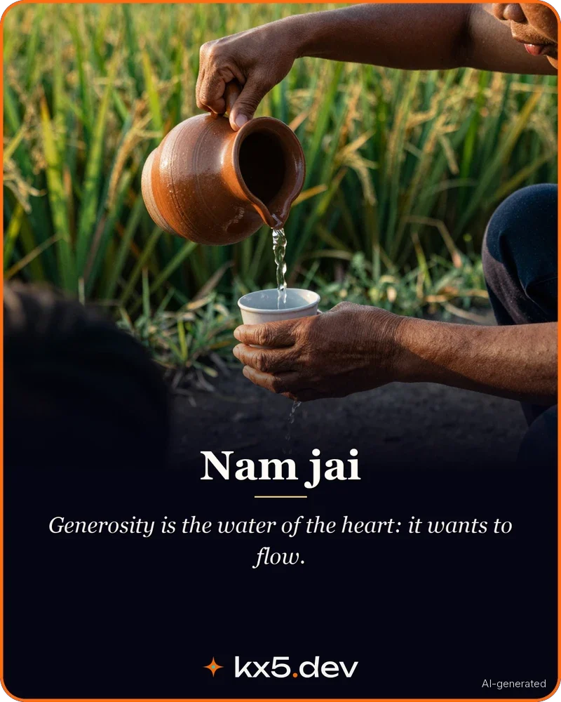 Nam jai: Generosity is the water of the heart: it wants to flow.