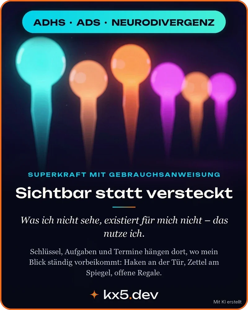 Sichtbar statt versteckt: Was ich nicht sehe, existiert für mich nicht – das nutze ich.