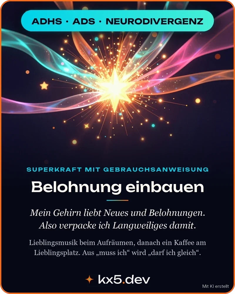 Belohnung einbauen: Mein Gehirn liebt Neues und Belohnungen. Also verpacke ich Langweiliges damit.