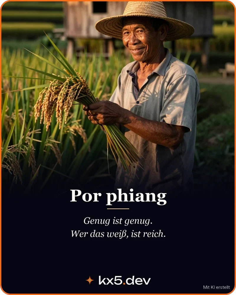 Por phiang: Genug ist genug. Wer das weiß, ist reich.