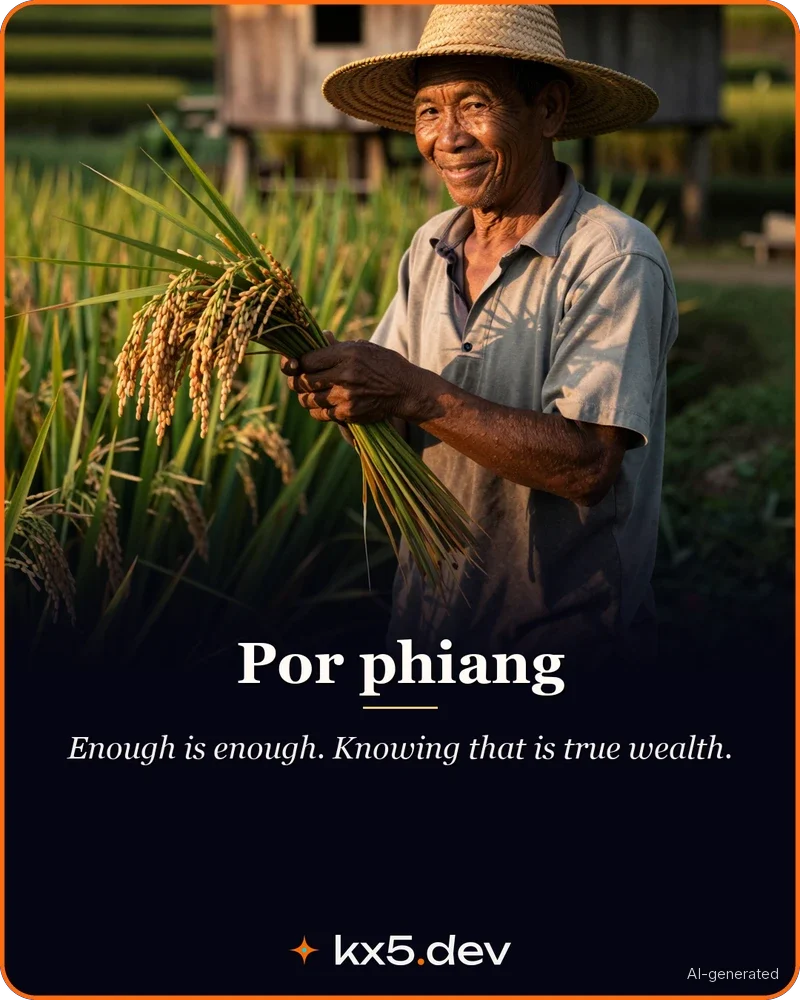 Por phiang: Enough is enough. Knowing that is true wealth.