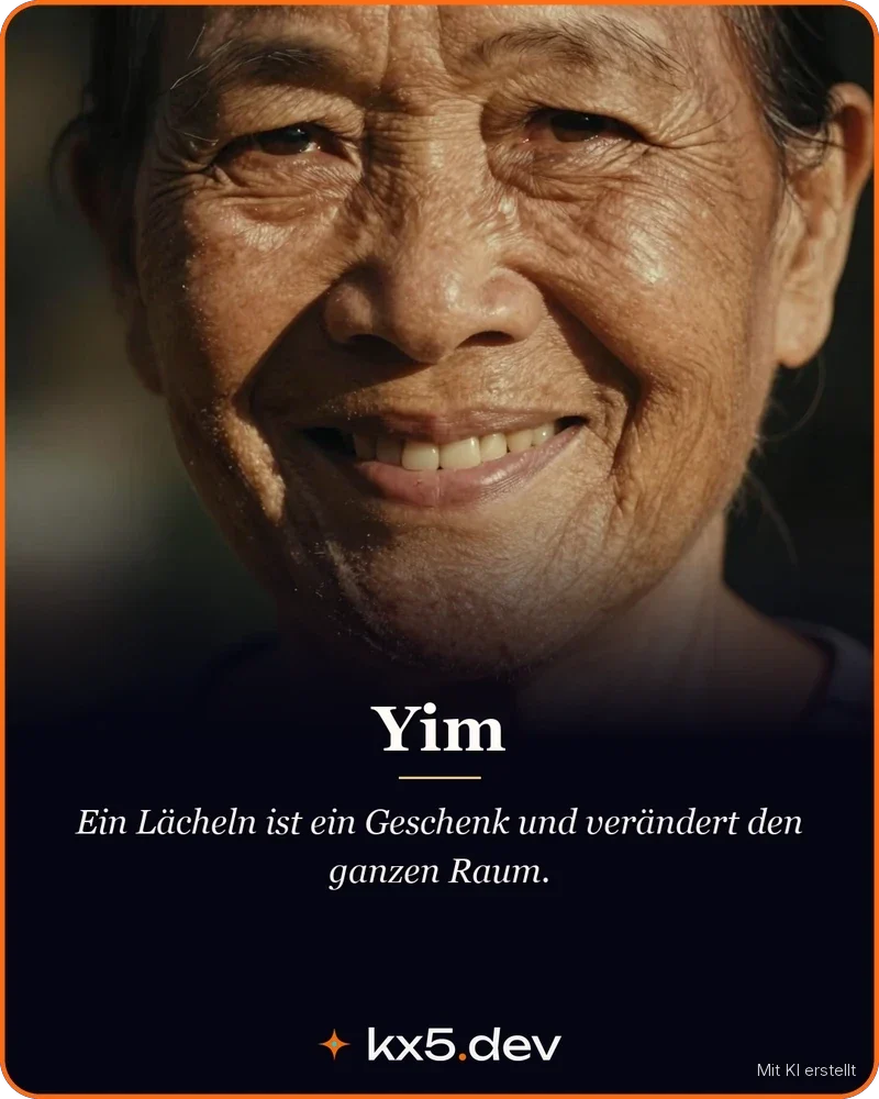 Yim: Ein Lächeln ist ein Geschenk und verändert den ganzen Raum.