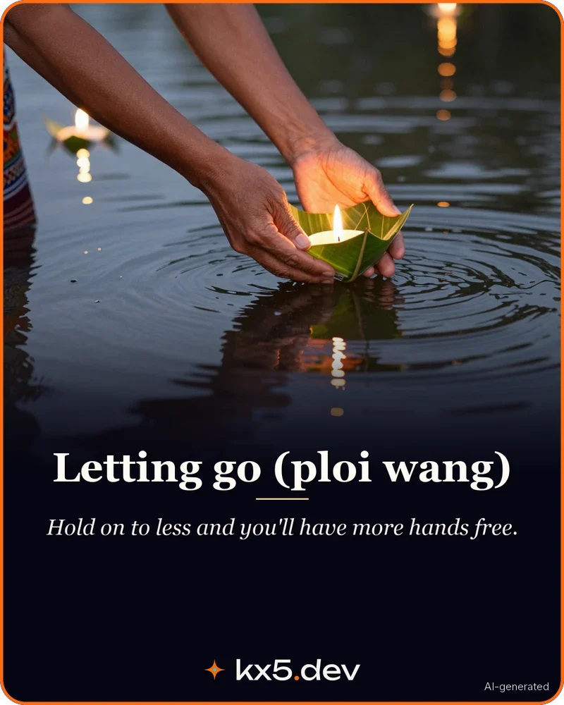 Letting go (ploi wang): Hold on to less and you'll have more hands free.