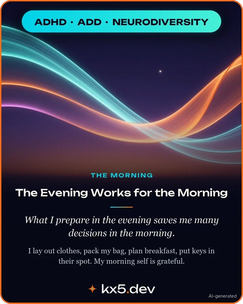 The Evening Works for the Morning: What I prepare in the evening saves me many decisions in the morning.