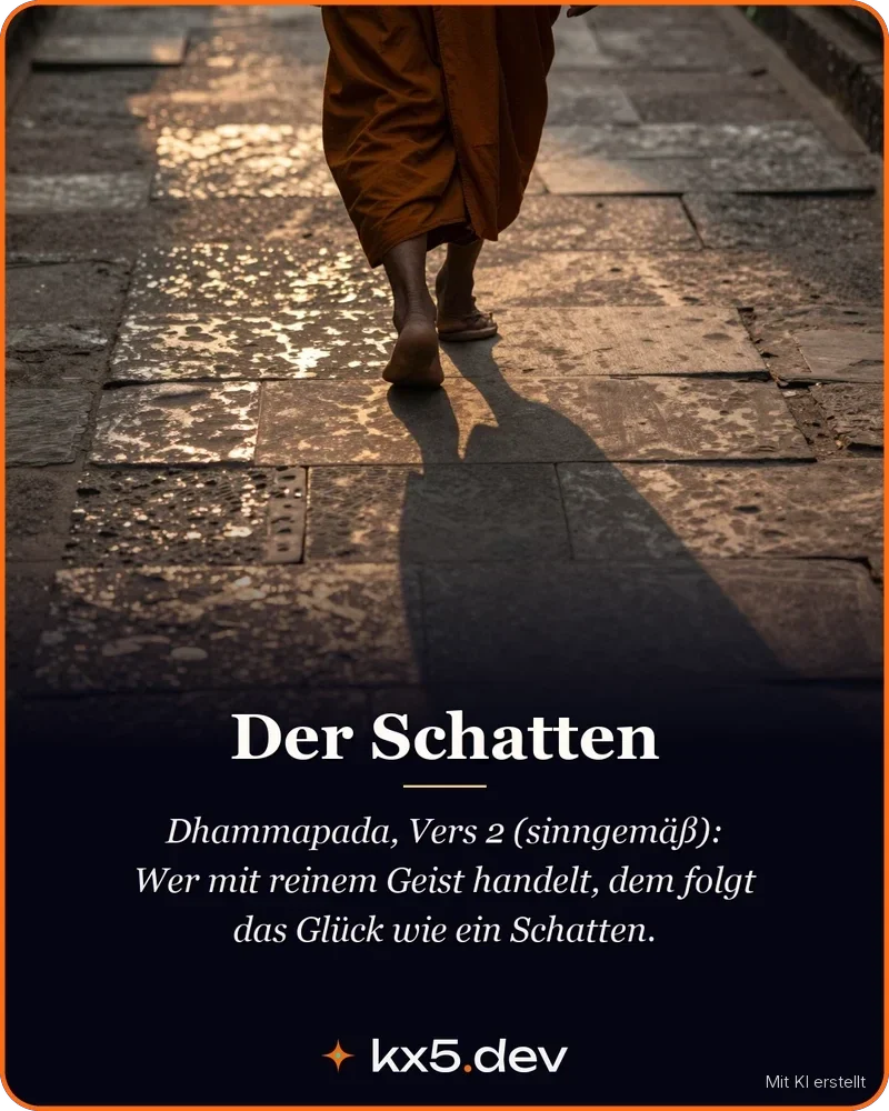 Der Schatten: Wer mit reinem Geist handelt, dem folgt das Glück wie ein Schatten.