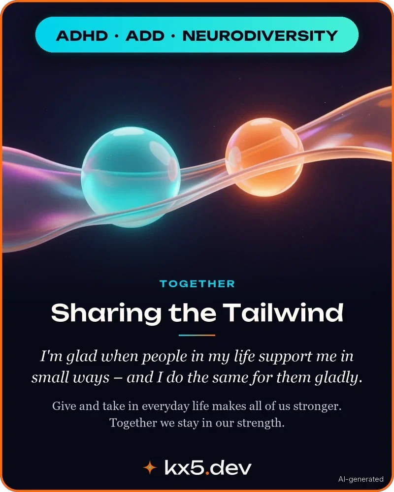 Sharing the Tailwind: I'm glad when people in my life support me in small ways – and I do the same for them gladly.