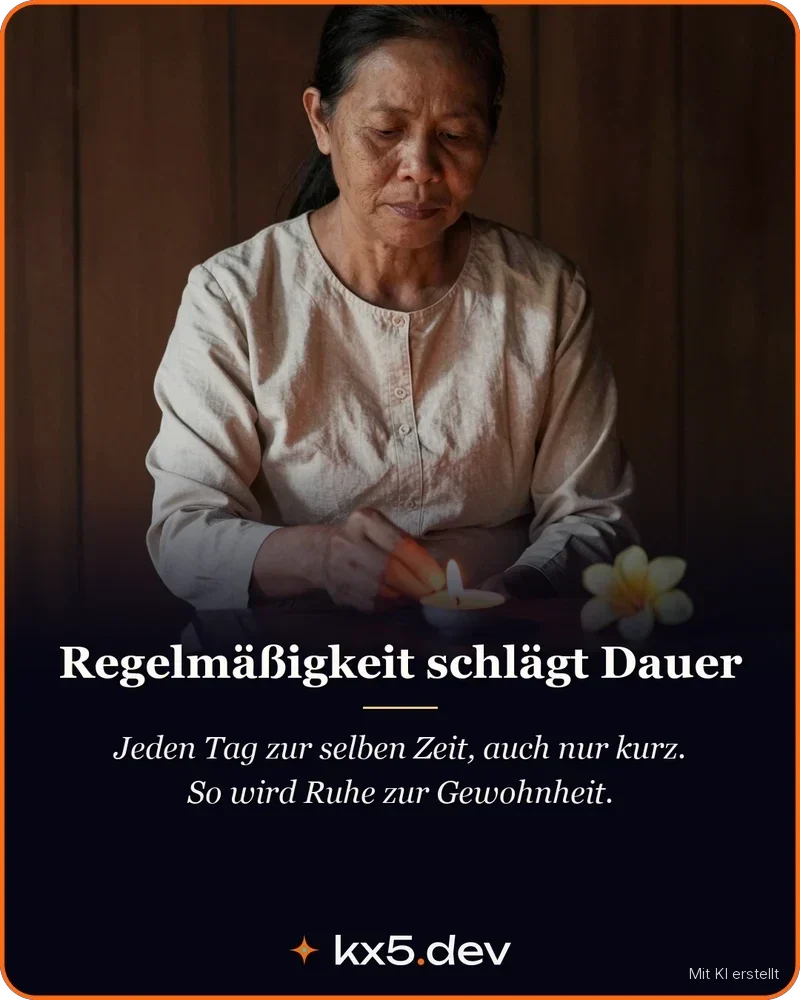 Regelmäßigkeit schlägt Dauer: Jeden Tag zur selben Zeit, auch nur kurz. So wird Ruhe zur Gewohnheit.