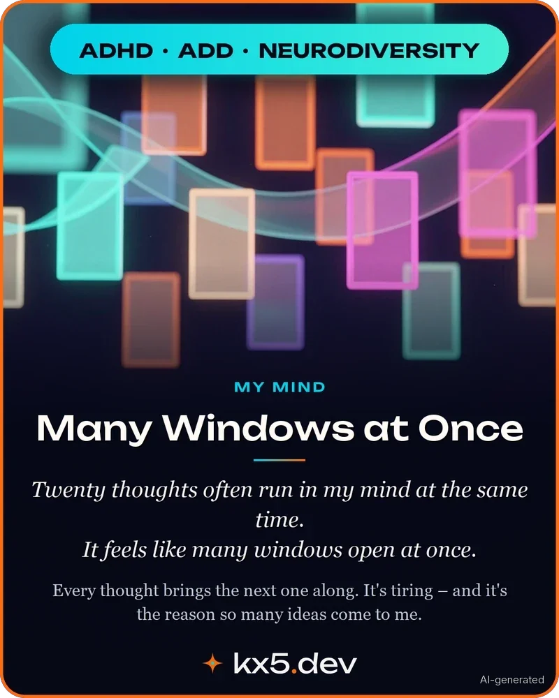 Many Windows at Once: Twenty thoughts often run in my mind at the same time. It feels like many windows open at once.