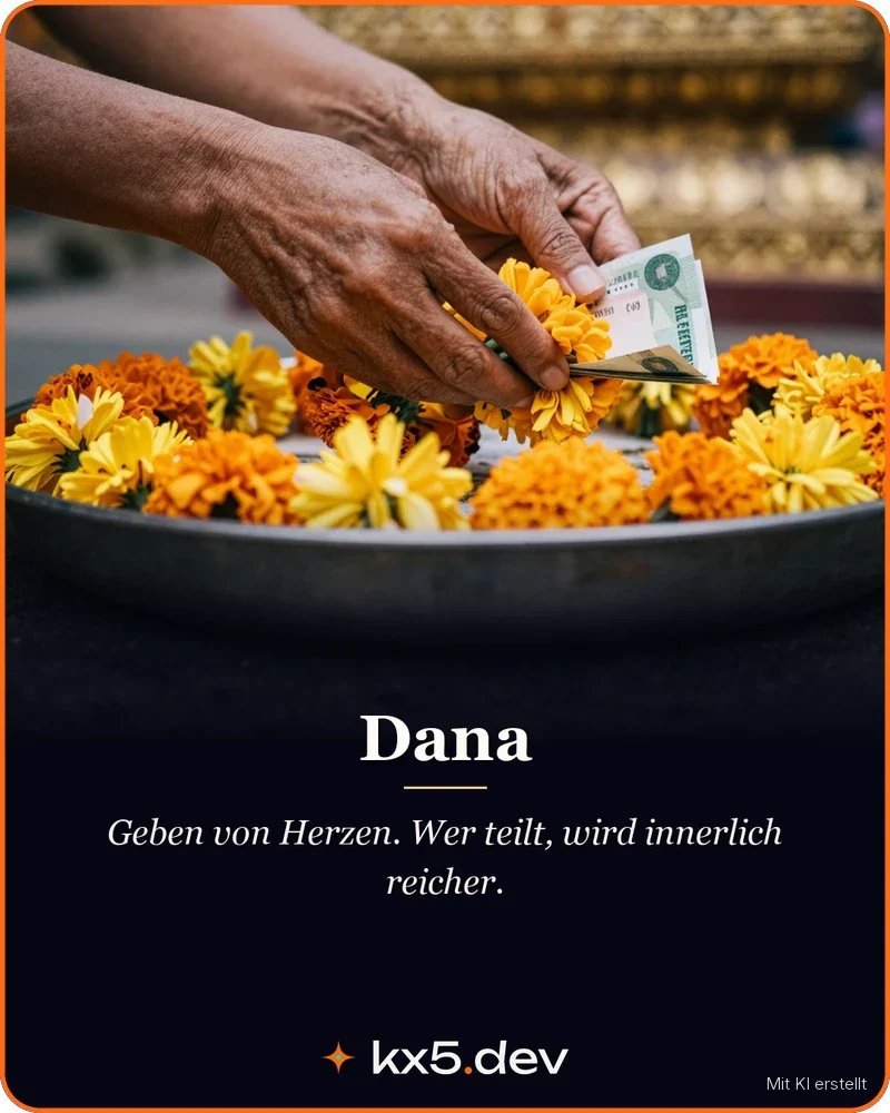 Dana: Geben von Herzen. Wer teilt, wird innerlich reicher.
