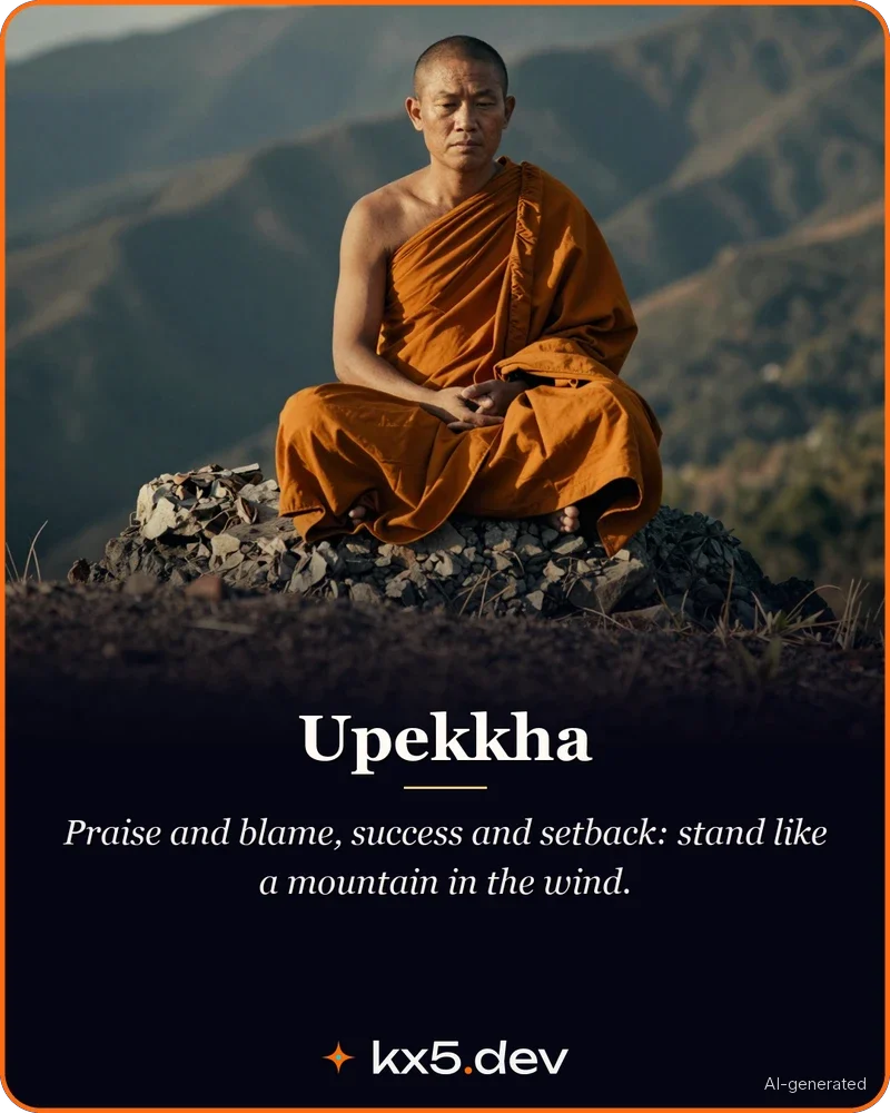 Upekkha: Praise and blame, success and setback: stand like a mountain in the wind.