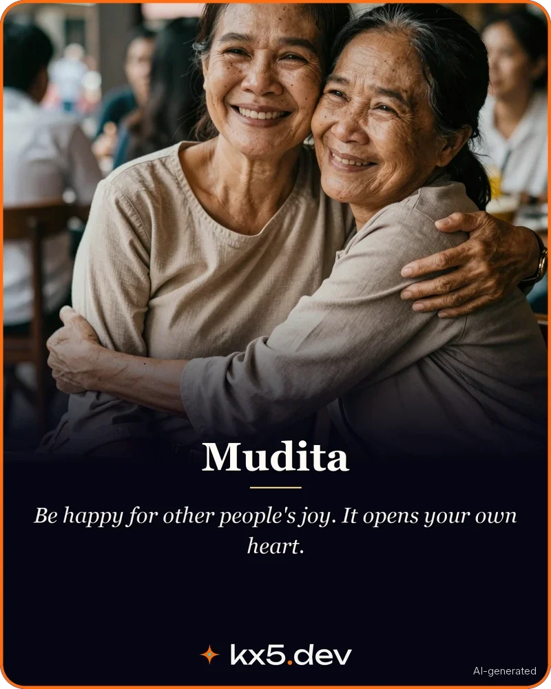 Mudita: Be happy for other people's joy. It opens your own heart.
