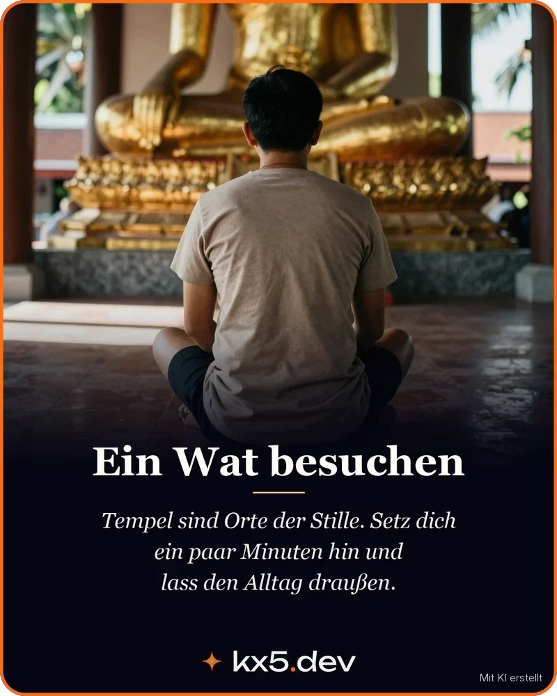Ein Wat besuchen: Tempel sind Orte der Stille. Setz dich ein paar Minuten hin und lass den Alltag draußen.