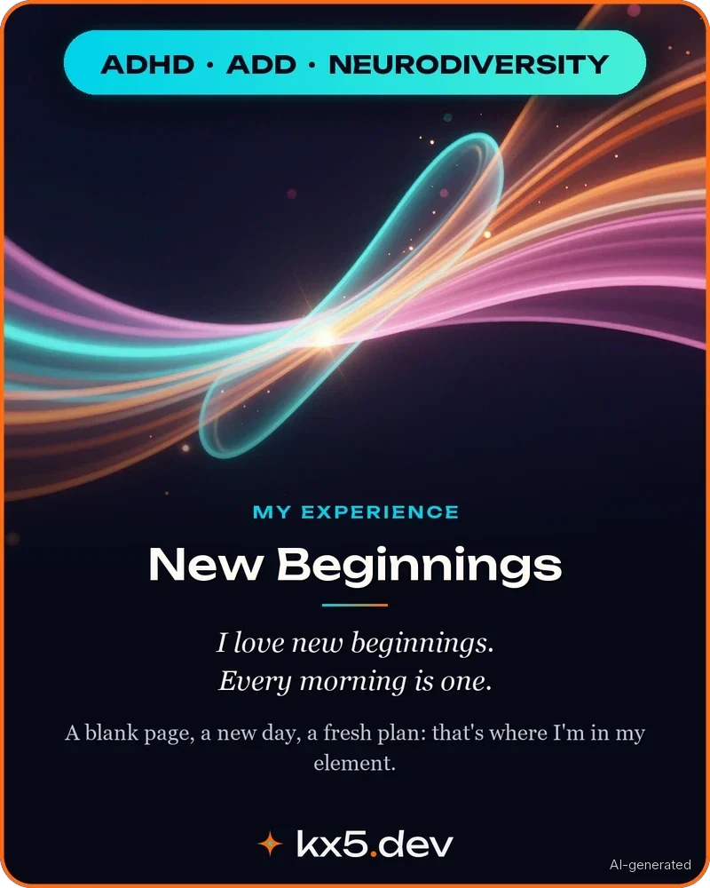 New Beginnings: I love new beginnings. Every morning is one.