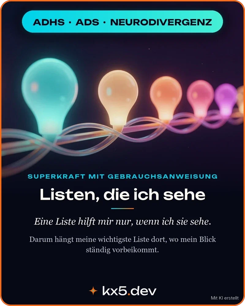 Listen, die ich sehe: Eine Liste hilft mir nur, wenn ich sie sehe.