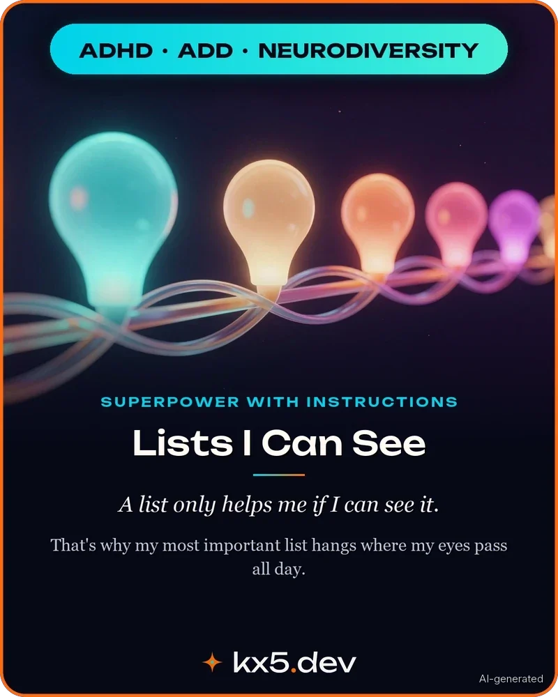 Lists I Can See: A list only helps me if I can see it.