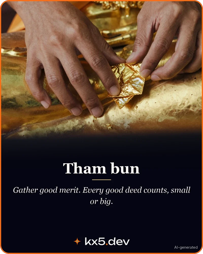 Tham bun: Gather good merit. Every good deed counts, small or big.