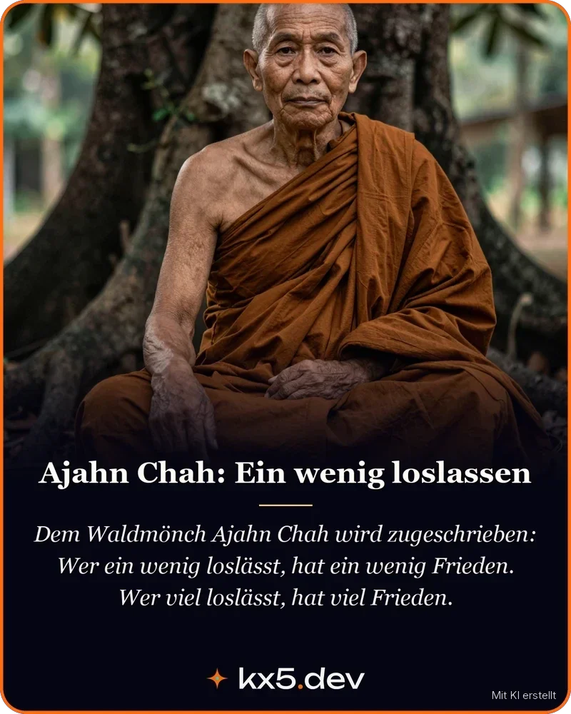 Ajahn Chah: Ein wenig loslassen: Wer ein wenig loslässt, hat ein wenig Frieden. Wer viel loslässt, hat viel Frieden.