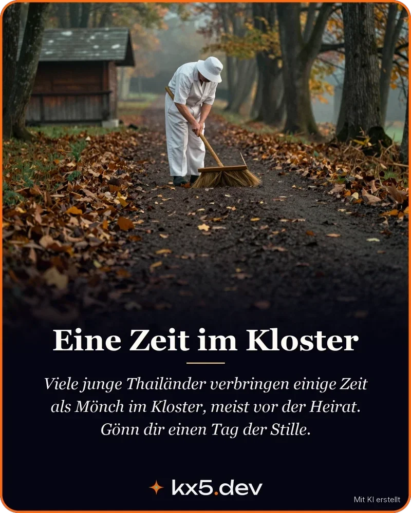 Eine Zeit im Kloster: Viele junge Thailänder verbringen einige Zeit als Mönch im Kloster, meist vor der Heirat. Gönn dir einen Tag der Stille.