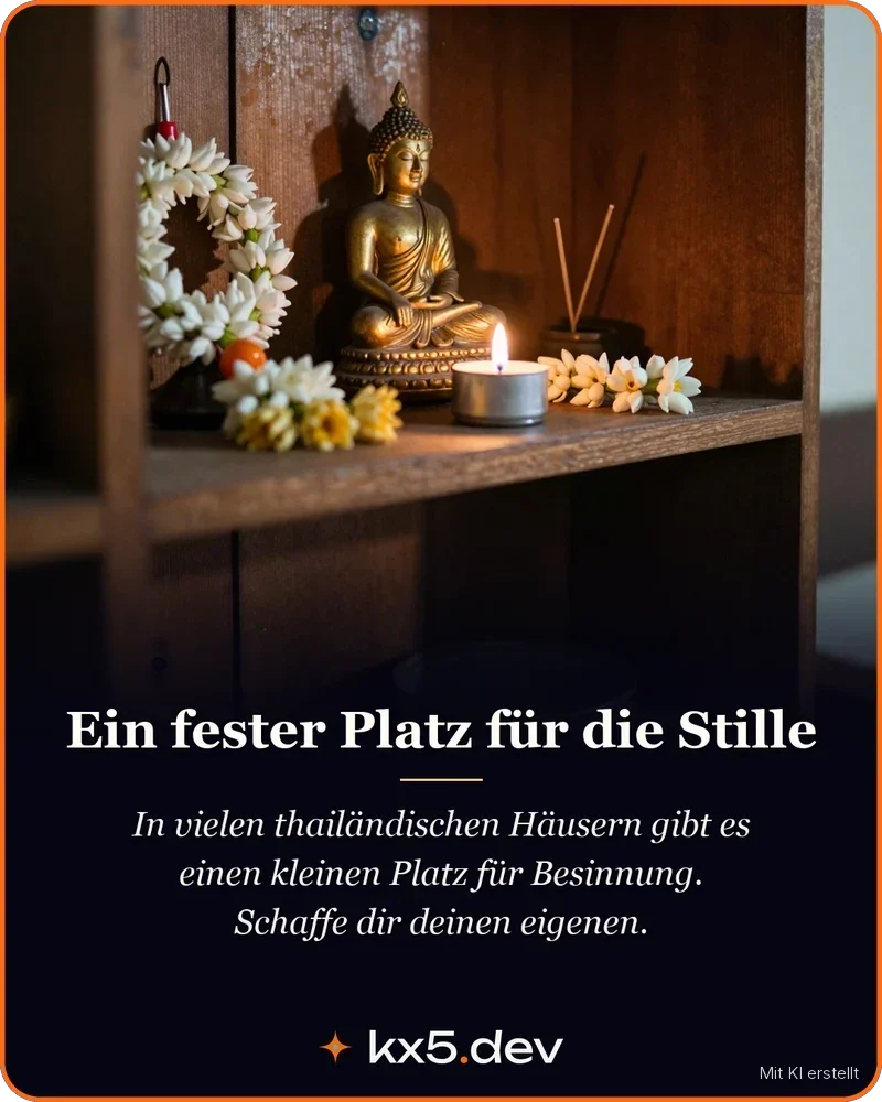 Ein fester Platz für die Stille: In vielen thailändischen Häusern gibt es einen kleinen Platz für Besinnung. Schaffe dir deinen eigenen.