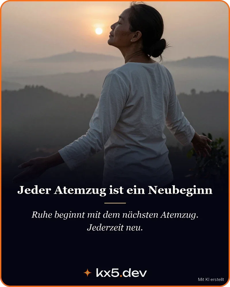Jeder Atemzug ist ein Neubeginn: Ruhe beginnt mit dem nächsten Atemzug. Jederzeit neu.