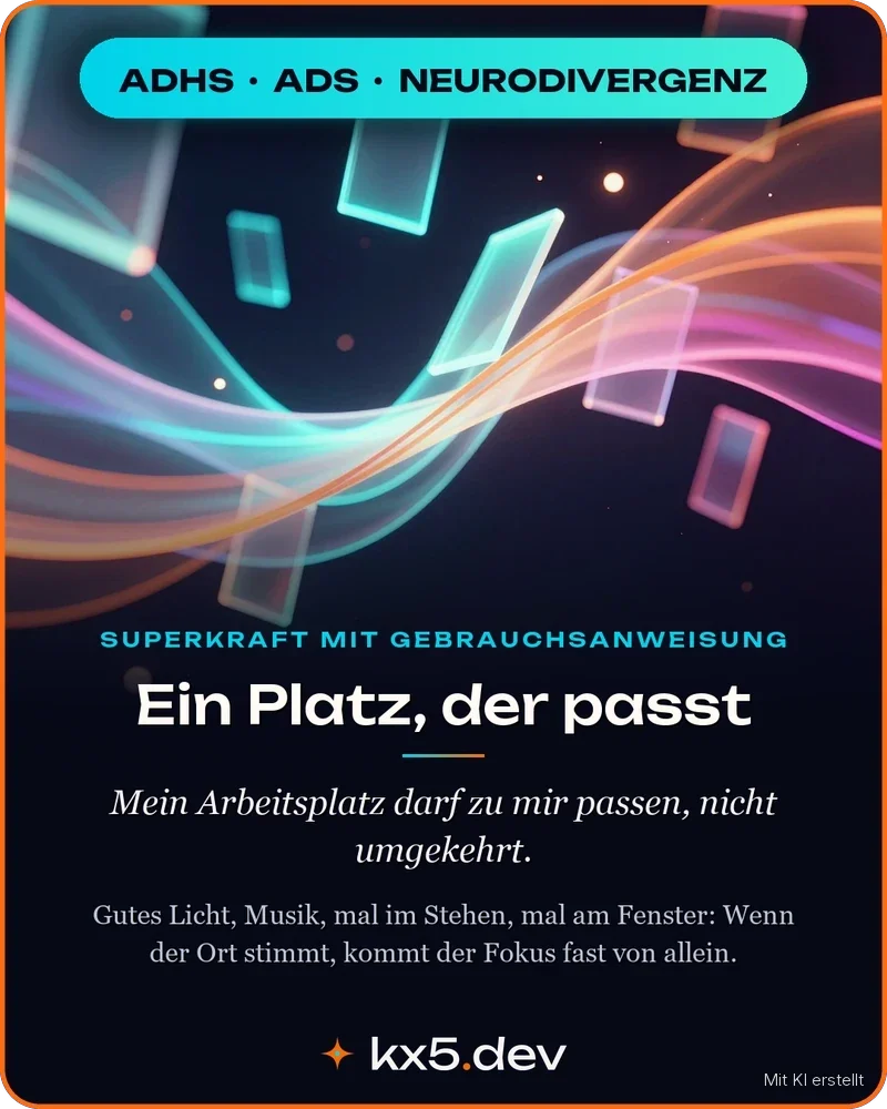 Ein Platz, der passt: Mein Arbeitsplatz darf zu mir passen, nicht umgekehrt.