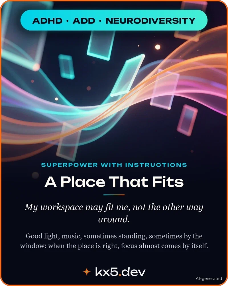 A Place That Fits: My workspace may fit me, not the other way around.