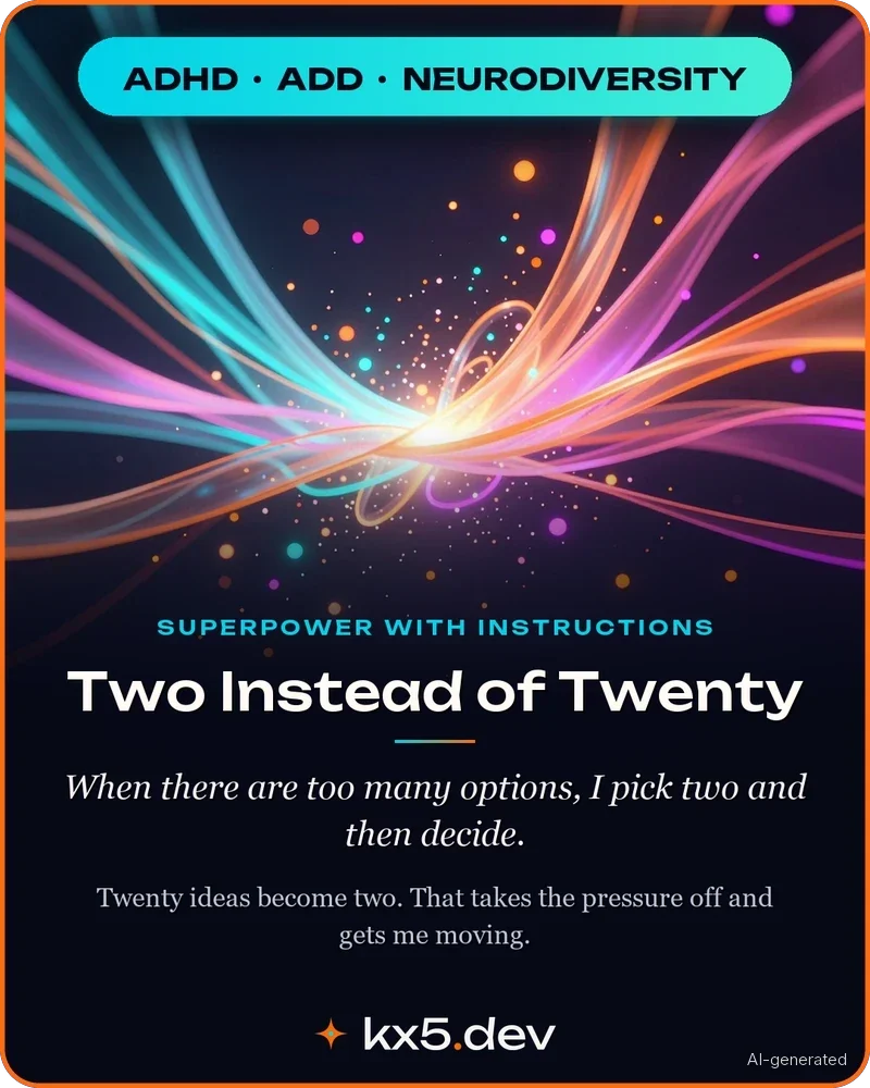 Two Instead of Twenty: When there are too many options, I pick two and then decide.