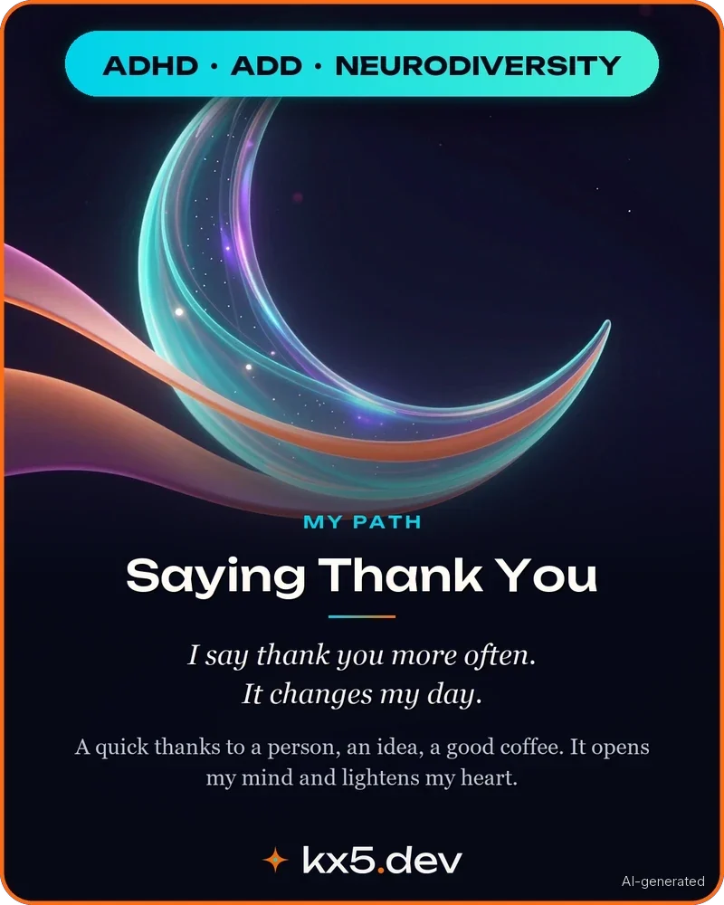 Saying Thank You: I say thank you more often. It changes my day.