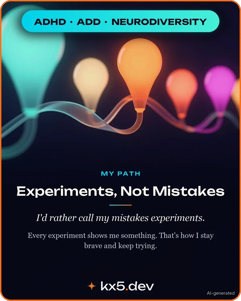 Experiments, Not Mistakes: I'd rather call my mistakes experiments.